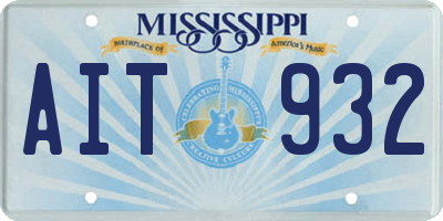 MS license plate AIT932