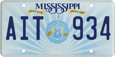 MS license plate AIT934