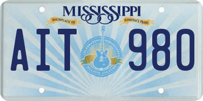MS license plate AIT980