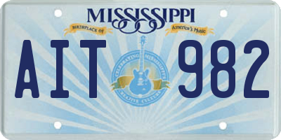 MS license plate AIT982