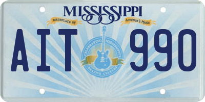 MS license plate AIT990