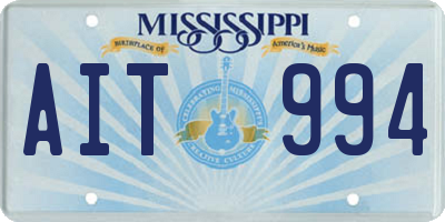 MS license plate AIT994