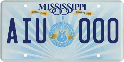 MS license plate AIU000