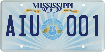 MS license plate AIU001