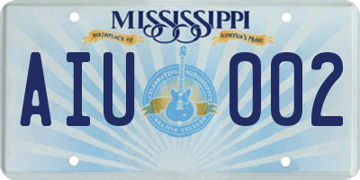 MS license plate AIU002