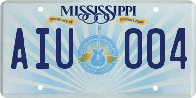 MS license plate AIU004