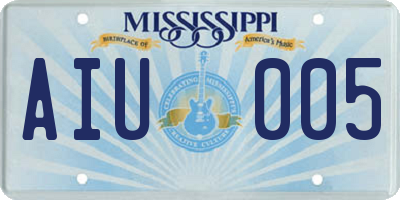 MS license plate AIU005