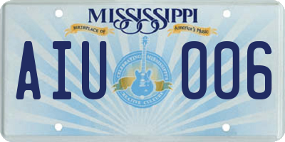 MS license plate AIU006