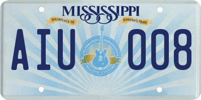 MS license plate AIU008