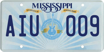 MS license plate AIU009