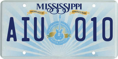 MS license plate AIU010