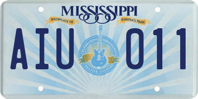 MS license plate AIU011