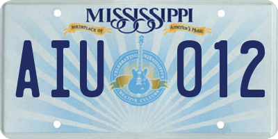 MS license plate AIU012