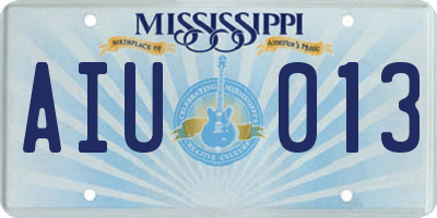 MS license plate AIU013