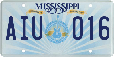 MS license plate AIU016
