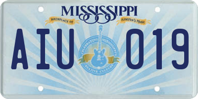 MS license plate AIU019