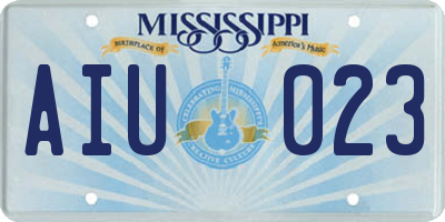 MS license plate AIU023