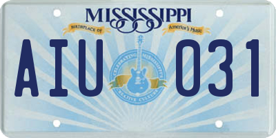 MS license plate AIU031