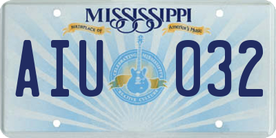 MS license plate AIU032