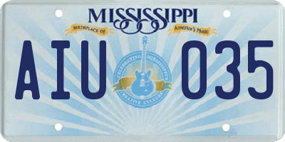MS license plate AIU035