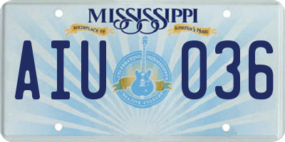 MS license plate AIU036