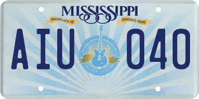 MS license plate AIU040