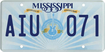 MS license plate AIU071