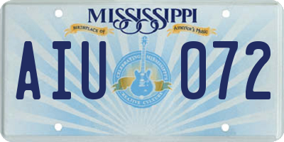 MS license plate AIU072