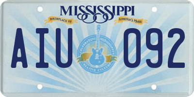 MS license plate AIU092