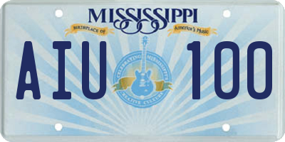MS license plate AIU100