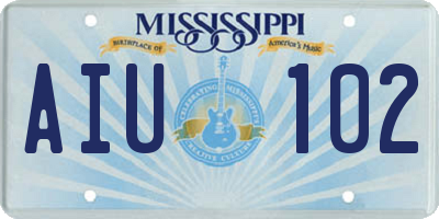 MS license plate AIU102