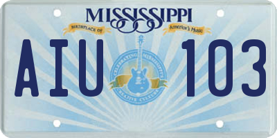 MS license plate AIU103
