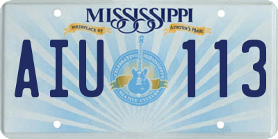 MS license plate AIU113