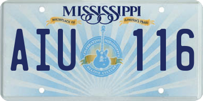 MS license plate AIU116