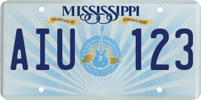 MS license plate AIU123