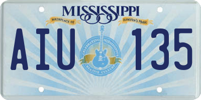 MS license plate AIU135