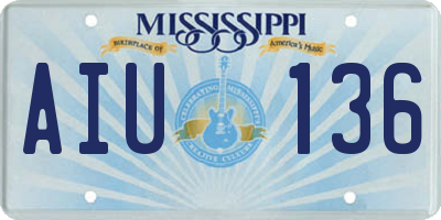 MS license plate AIU136