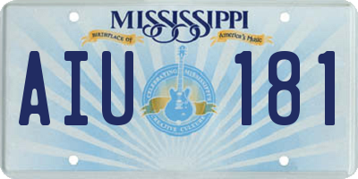 MS license plate AIU181
