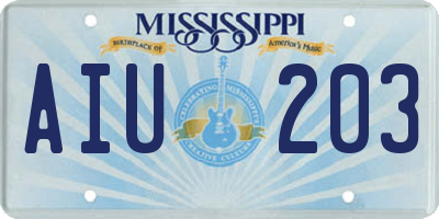 MS license plate AIU203
