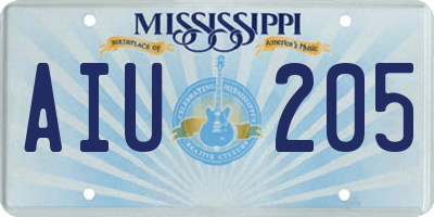 MS license plate AIU205