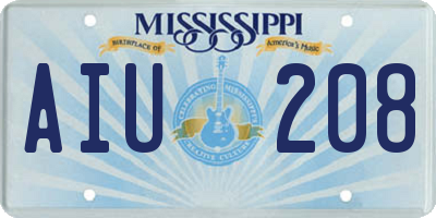 MS license plate AIU208