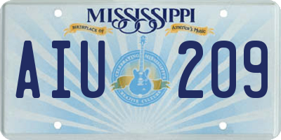 MS license plate AIU209