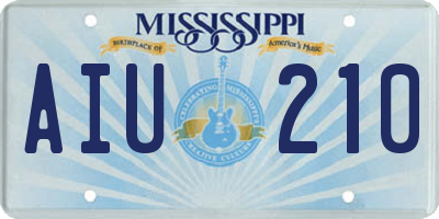 MS license plate AIU210