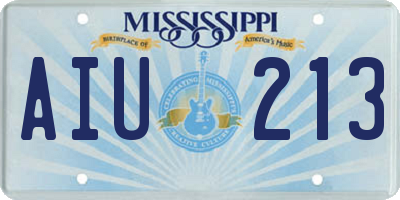 MS license plate AIU213