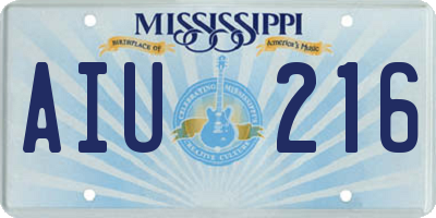 MS license plate AIU216