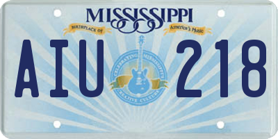 MS license plate AIU218