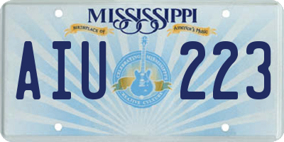 MS license plate AIU223