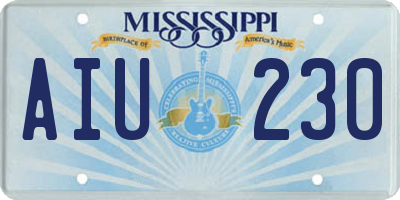 MS license plate AIU230