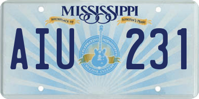 MS license plate AIU231