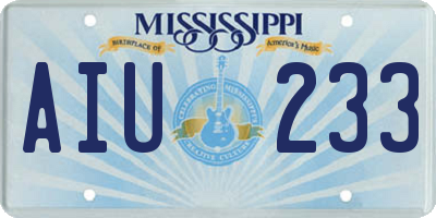 MS license plate AIU233